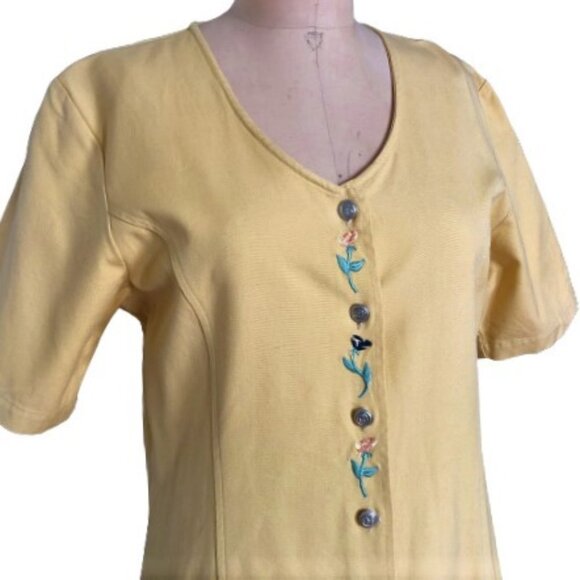 Vintage 90s maxi cotton button up A line dress with embroidery - Picture 3 of 13